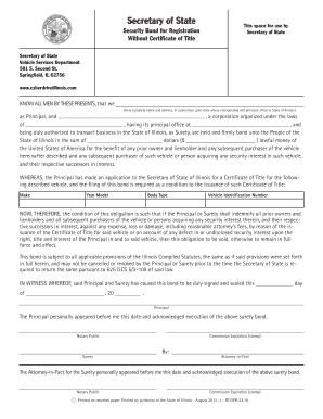 Illinois Bond Title  Form