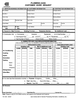 Gas Customer Work Request 032107 FB Con Edison  Form