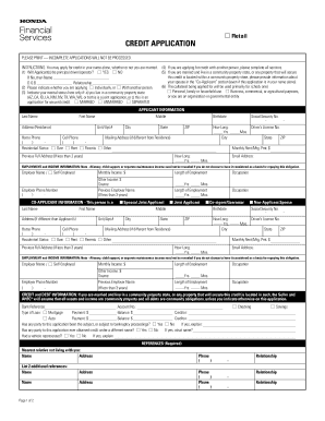 Blank Credit Application  Form