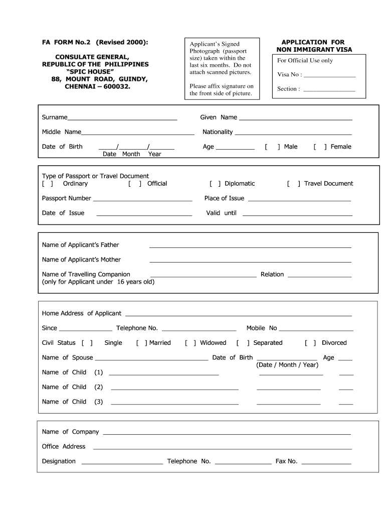 Fa Form No 2 Revised