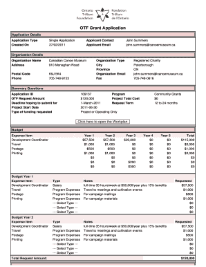 Canada Grant Application  Form