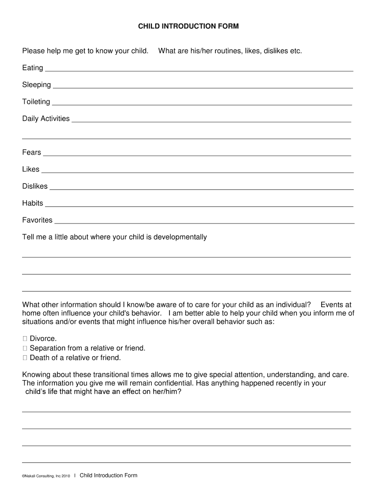 Introduction Form