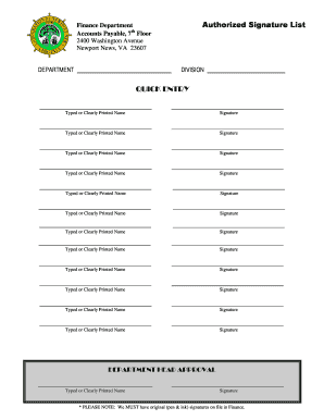 Authorized Signature List Template  Form