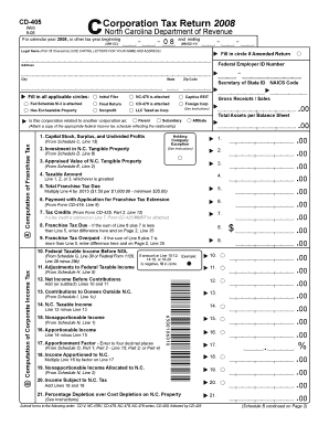 CD 405 Corporation Tax Return  Form