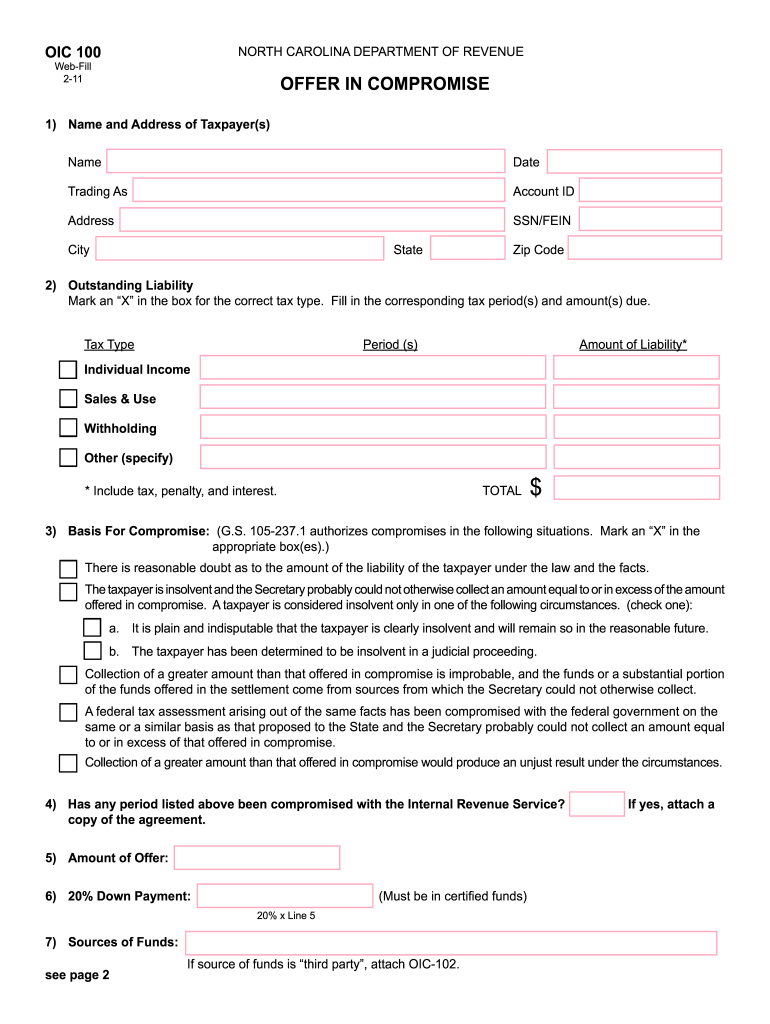  Form OIC 100 2011