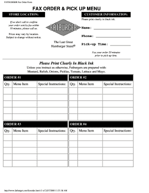 FATBURGER Fax Order Form Untitled 1