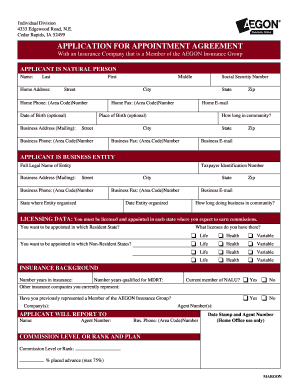 Agent Appointment Package AEGON Group PDF  Form