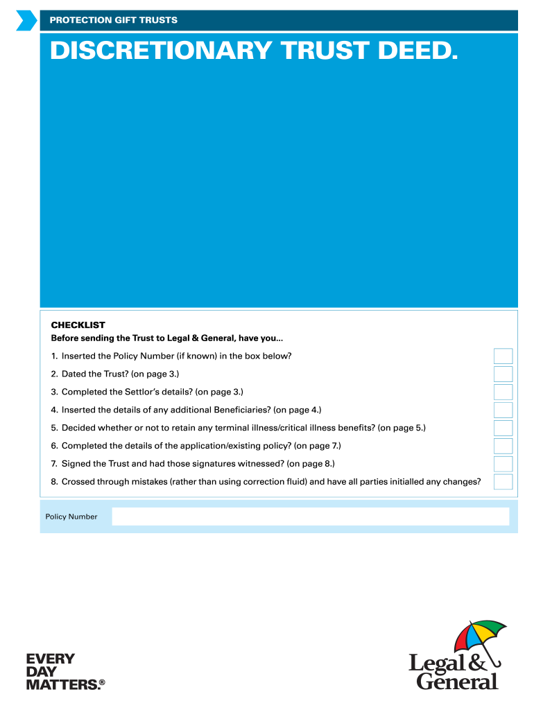 Get and Sign Discretionary Trust Form  Legal & General 2013-2022