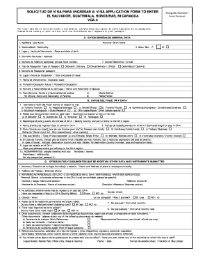 Formulario De Visa Vca 4 Nicaragua