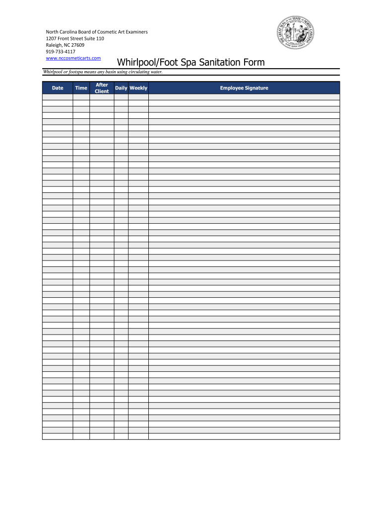 Child Care Sanitation Forms