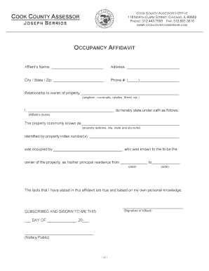 Occupancy Affidavit  Form