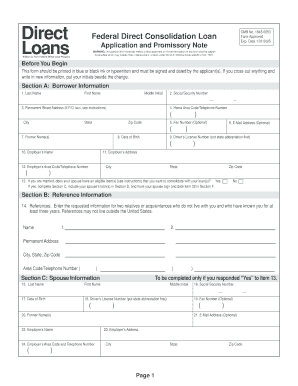 #3 Applic &amp; Prom Note Student Loan Consolidation  Form