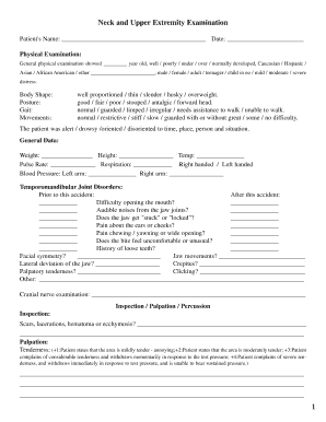 Printable Head and Neck Physical Exam Forms