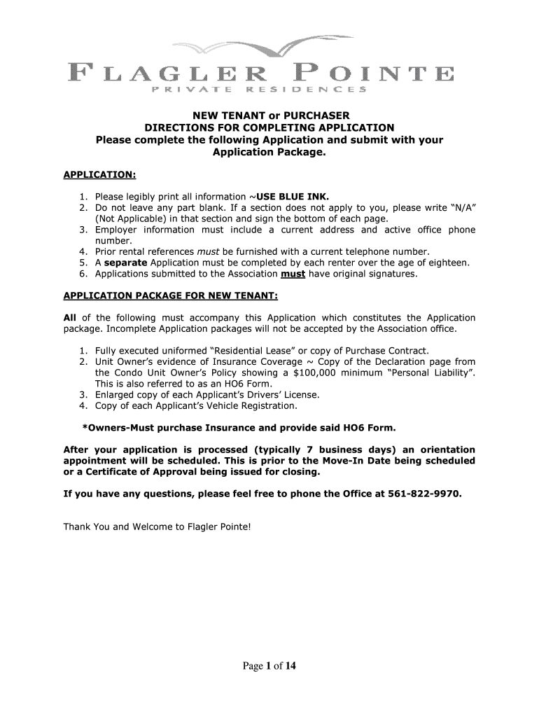 Get and Sign Flagler Pointe Association Application  Ubuildtours Com  Form