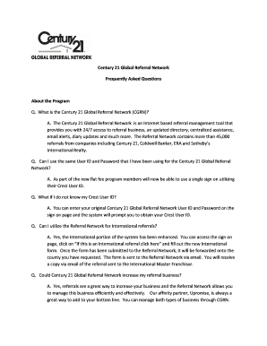 Century 21 Global Refferal Form