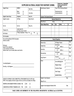 Material Rejection Report Format