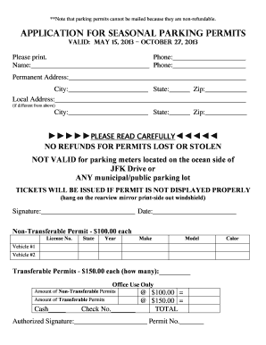 Wildwood Parking Pass  Form