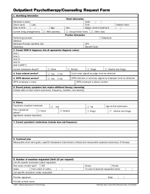 PDF Outpatient Psychotherapy Counseling Request Form