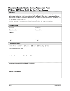 Wheelchair Seating Evaluation Form