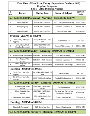 Sbte Exam Form