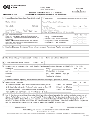 Medical Claim Form BCBSTX