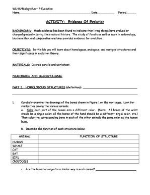 Wlhs Biology Unit 7 Evolution Answer Key  Form