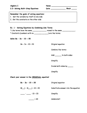 Solving Multi Step Equations Notes PDF  Form
