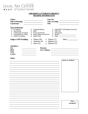 Attorney Notes Template  Form