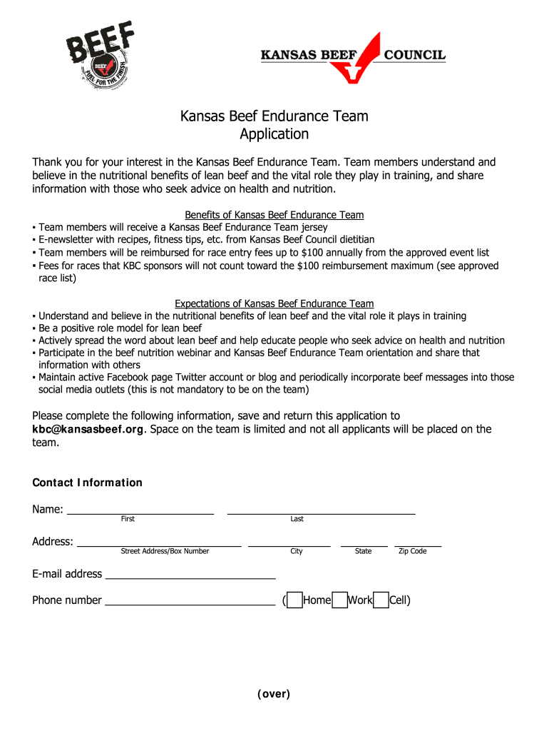 Team Beef Kansas  Form