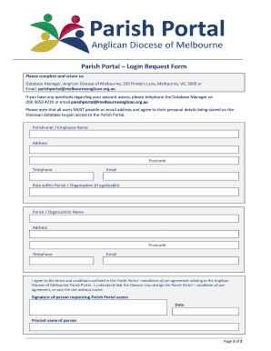 Anglican Diocese of Melbourne Parish Portal  Form