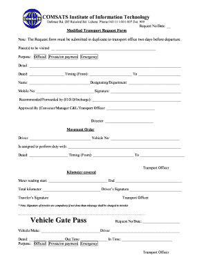 Vehicle Entry Gate Pass Format