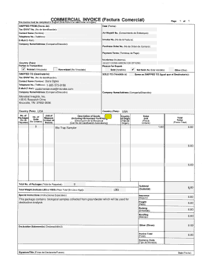 This Invoice Must Be Completed in English Esta Factura Se Debe Llenar En Ingles  Form