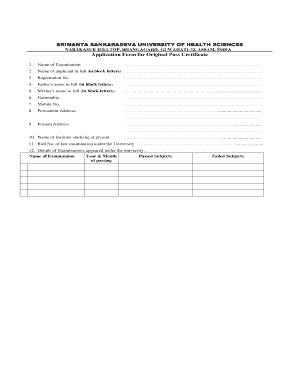 Ssuhs Provisional Pass Certificate  Form