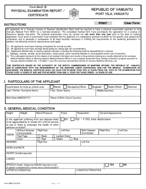 Form Med1 B PHYSICAL EXAMINATION REPORT REPUBLIC