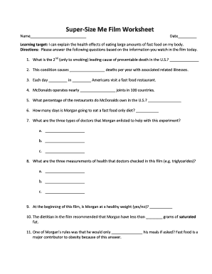 Super Size Me 2 Worksheet Answer Key  Form