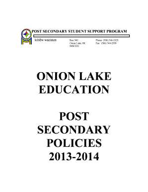  ONION LAKE EDUCATION POST SECONDARY POLICIES Onionlake 2013