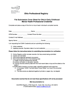 Ohio Professional Registry  Form
