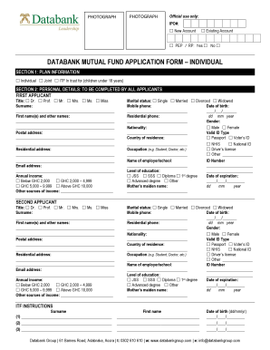 Online Data Bank Registration Application Form