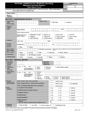 Malaysian Psoriasis Registry Case Report Form Macr Org