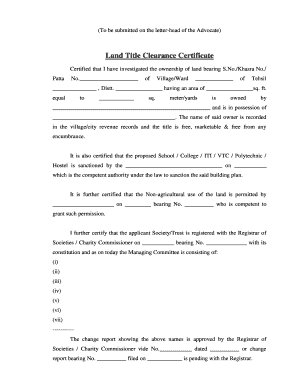Title Clearance Certificate Format