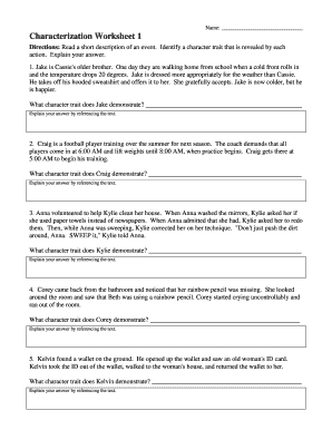 Characterization Worksheet 1 Answer Key  Form