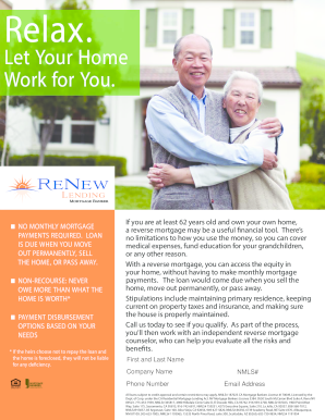 Reverse Mortgage Consumer Flyer V3 Renew Lending  Form