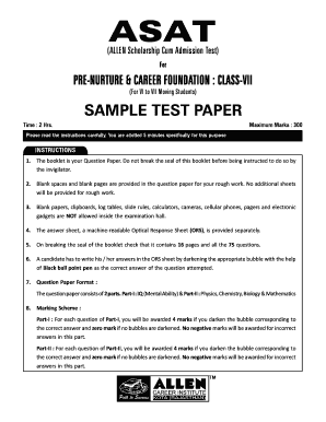 Asat Sample Paper  Form