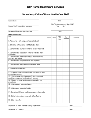 Supervisory Visit Generic  Form