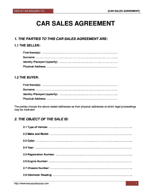 Car Sale Agreement Kenya  Form