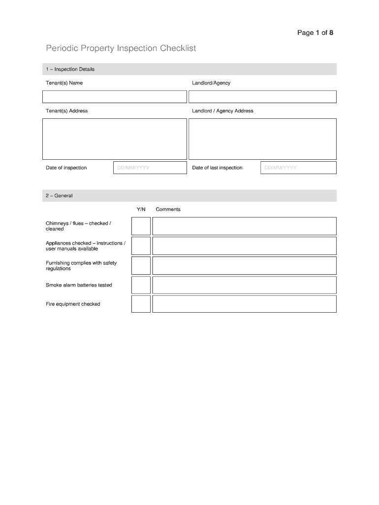 Periodic Property Inspection Checklist  Form
