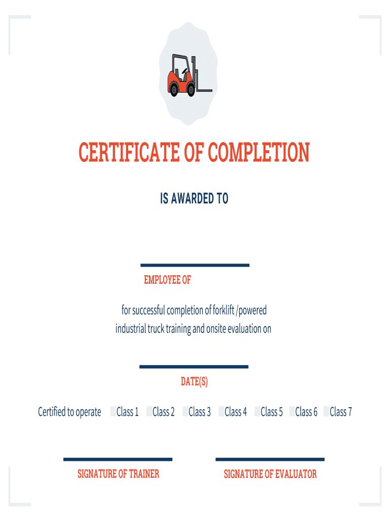 Forklift Certification Card Template  Form