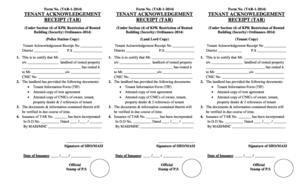 Tenant Acknowledgement Receipt  Form