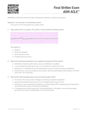 Acls Post Test Answer Key Form Fill Out And Sign Printable Pdf Template Signnow