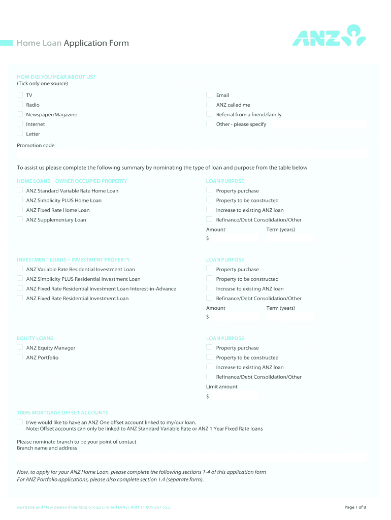  Home Loan Application Form Anzcom 2010